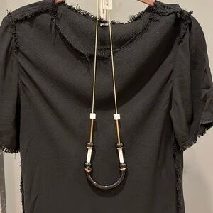 🇪🇸🐠NEW Trina Turk Zodiac Long Station Black & White Gold Plated Necklace